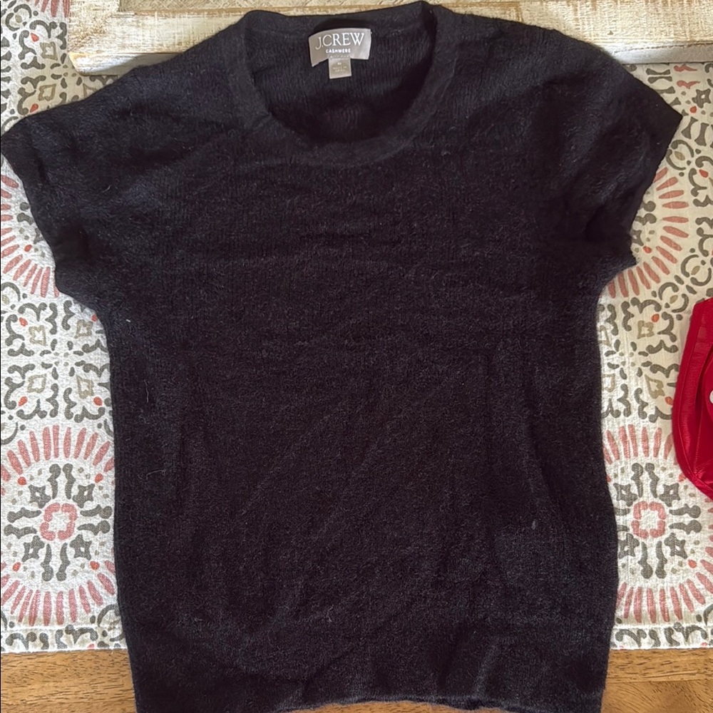 J. Crew Black Fitted Cap Sleeve T-Shirt
